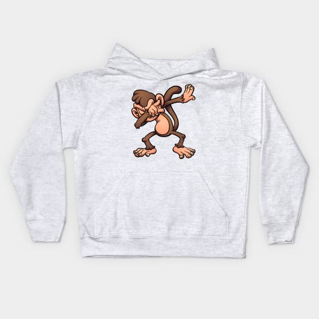 Dabbing cartoon monkey Kids Hoodie by memoangeles